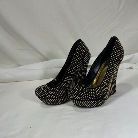 Posh Studded Wedges - Black and Gold - Size 7.5 - Picture 9 of 9